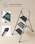SONGMICS Step Ladder, 3-Step Ladder, Folding Ladder, Safety Lock, Space-Saving Storage, Holds up to 330 lb, Dove Gray UGSL003GY01
