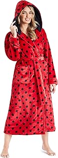 Robe de Chambre Femme, Peignoir à Capuche Super Doux en Polaire