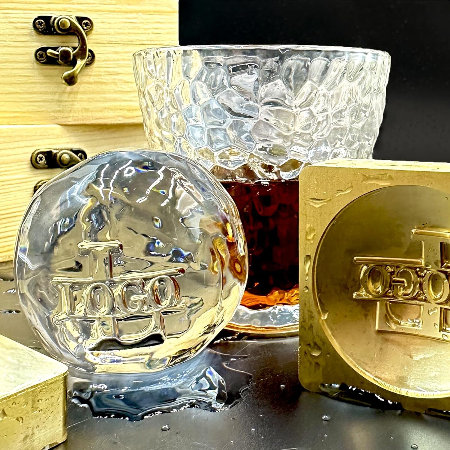 XRLSG Custom Ice Ball Stamp - Personalized Brass Sphere Monogram Ice Cube Stamp for Cocktail Whiskey Mojito Drinks-2.8