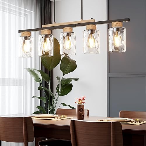 Island Light, Up-Grade Thickened Clear Glass 5-Light Dining Room Light