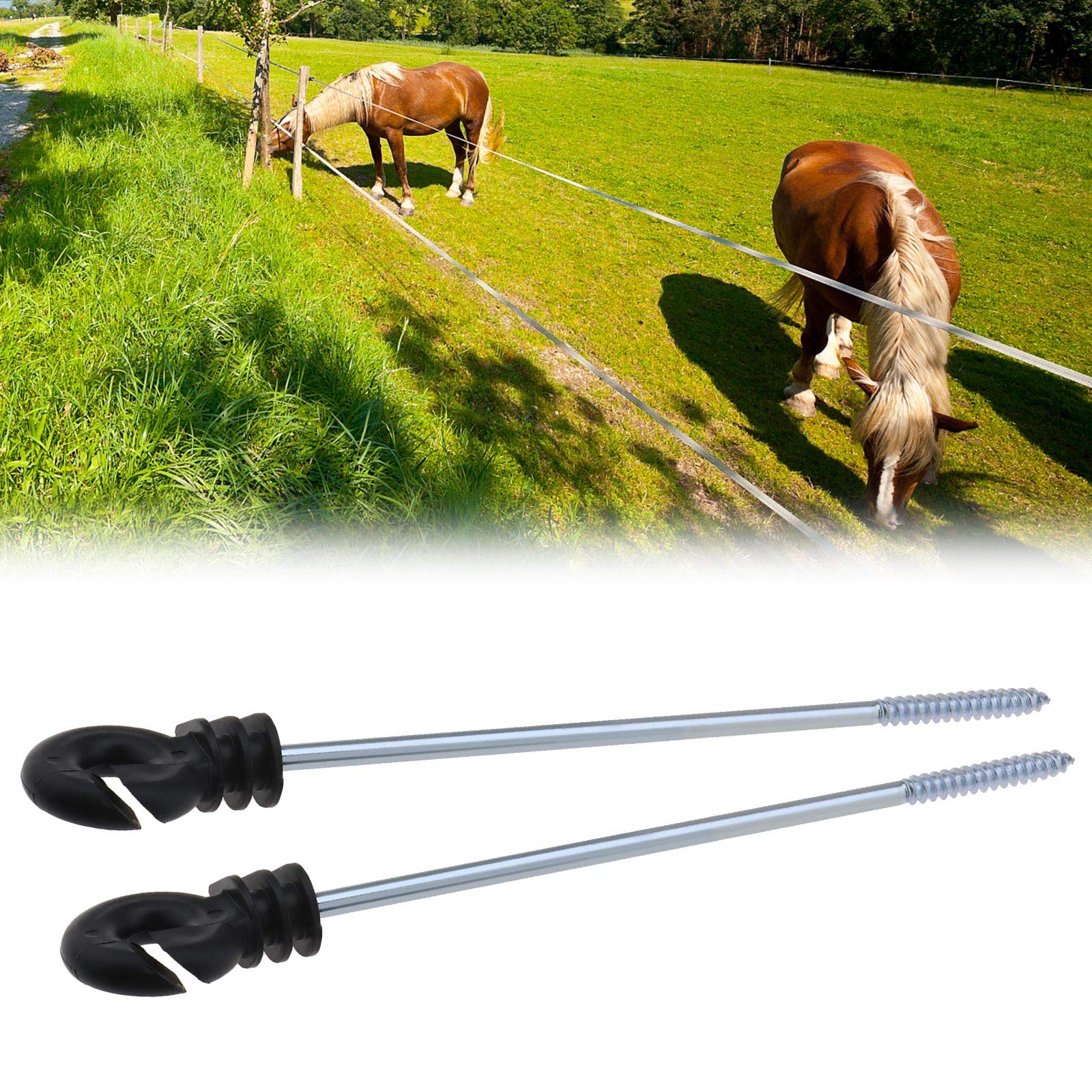 Lot de 30 anneaux de clôture isolants à visser pour faible impédance durable prairie ferme électrique poteau en bois noir