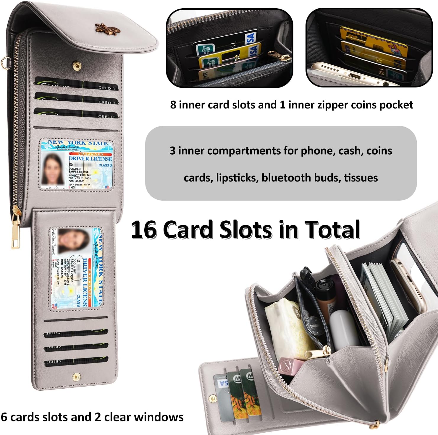 CrossBody Bags with Touchscreen Cell Phone Purse Window Zipper Pocket,RFID Blocking Card Holder iPhone bag for Women - Image 4