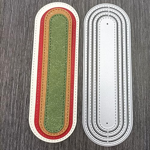 Miniatura 4 de Juego de 4 marcapáginas ovaladas de metal troqueladas, marco de anidación cosido, plantillas cortadas para manualidades, álbumes de recortes, fotos,