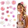 21-Pack Bohemian-Style Floral Hair Clip, Rapunzel Hair Flowers, Hawaiian Flower Hair Clip, Bridal Flower Hair Accessories for Women & Girls, For Beach, Parties & Weddings (Purple, White, Pink)