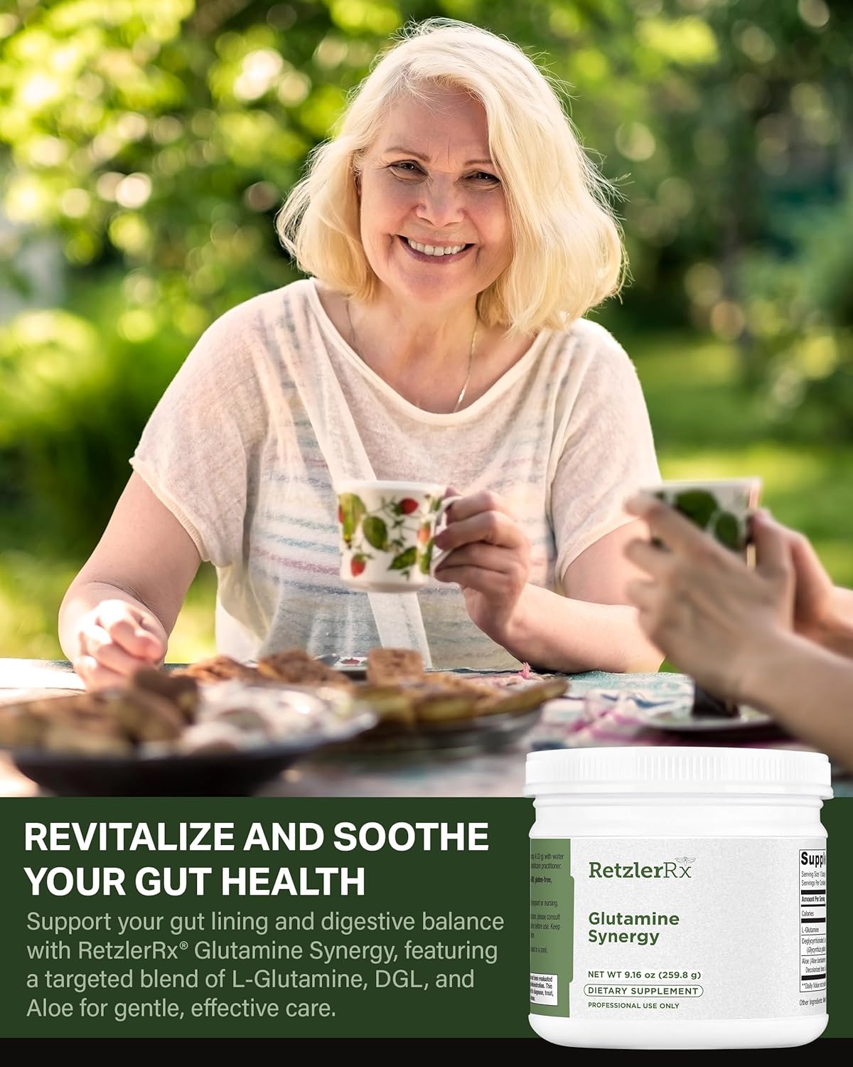 RetzlerRx Glutamine Synergy L-Glutamine Powder with DGL & Aloe - 9.27 oz Gastrointestinal Support Supplement - Non-GMO, Gluten-Free & Vegan Formula for Digestive Health and Immune System Support