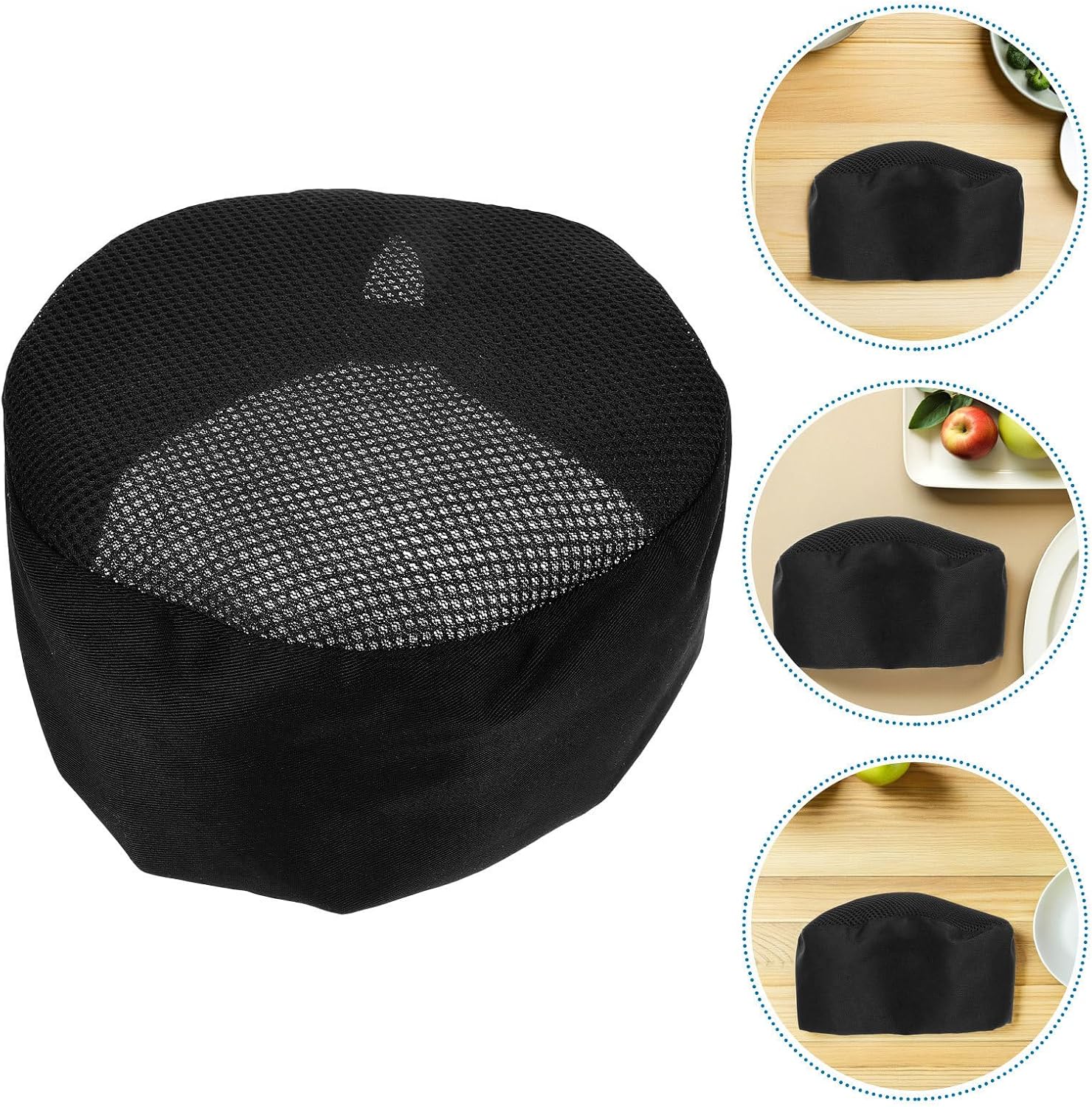 BESTonZON 4pcs Unisex Chef Hats for Men and Women Breathable Cloth Cooking Caps with Adjustable Fit Design, Lightweight Black Chef Work Caps for Busy Restaurants and Teams