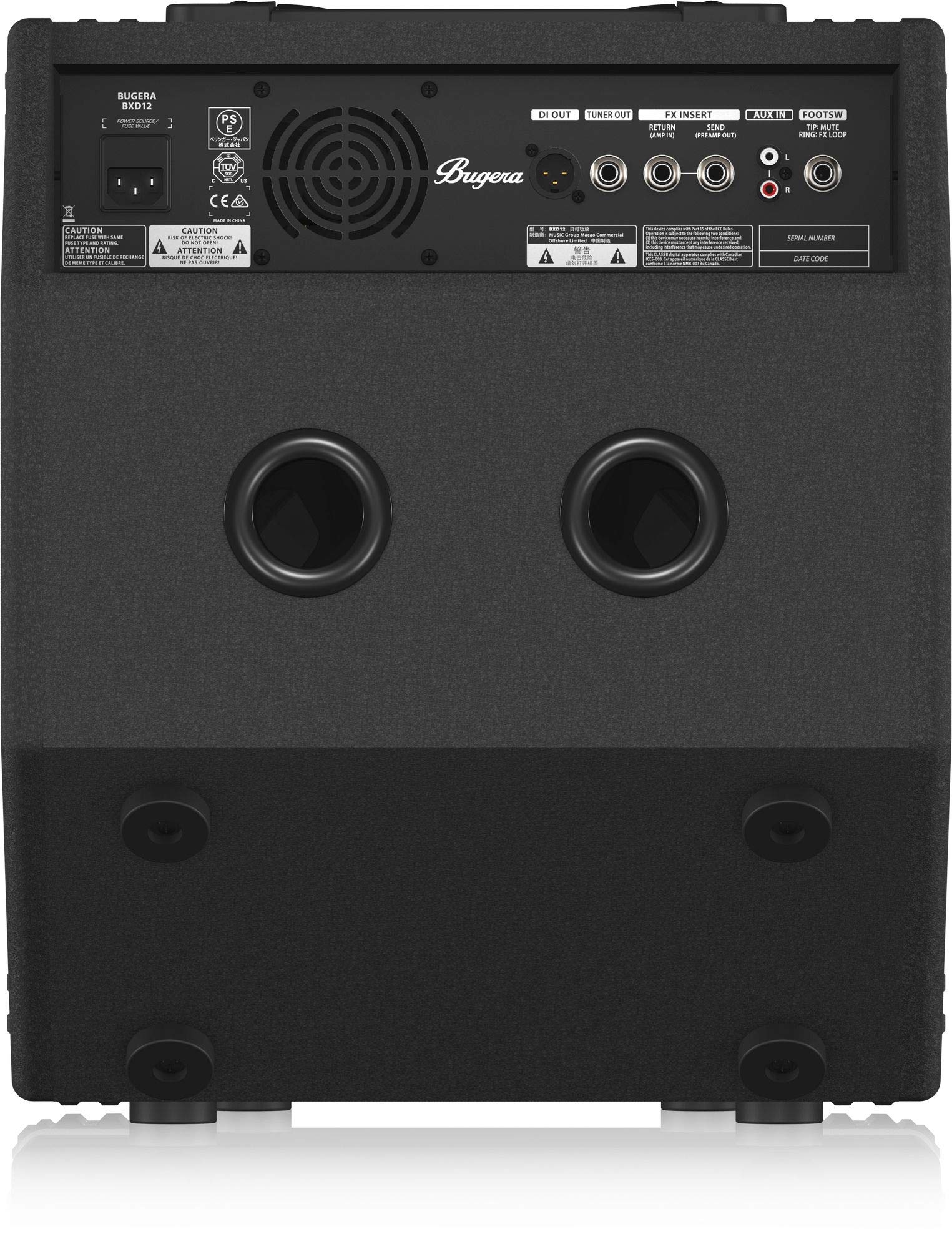 Bugera BXD12 Bassverstärker-Topteil, 1000 W, Class-D, mit 30,5 cm (12 Zoll) Original-Turbosound-Lautsprecher, MOSFET-Vorverstärker, Kompressor und DYNAMIZER-Technologie