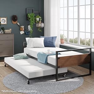 ZINUS Suzanne Bamboo and Metal Daybed with Trundle
