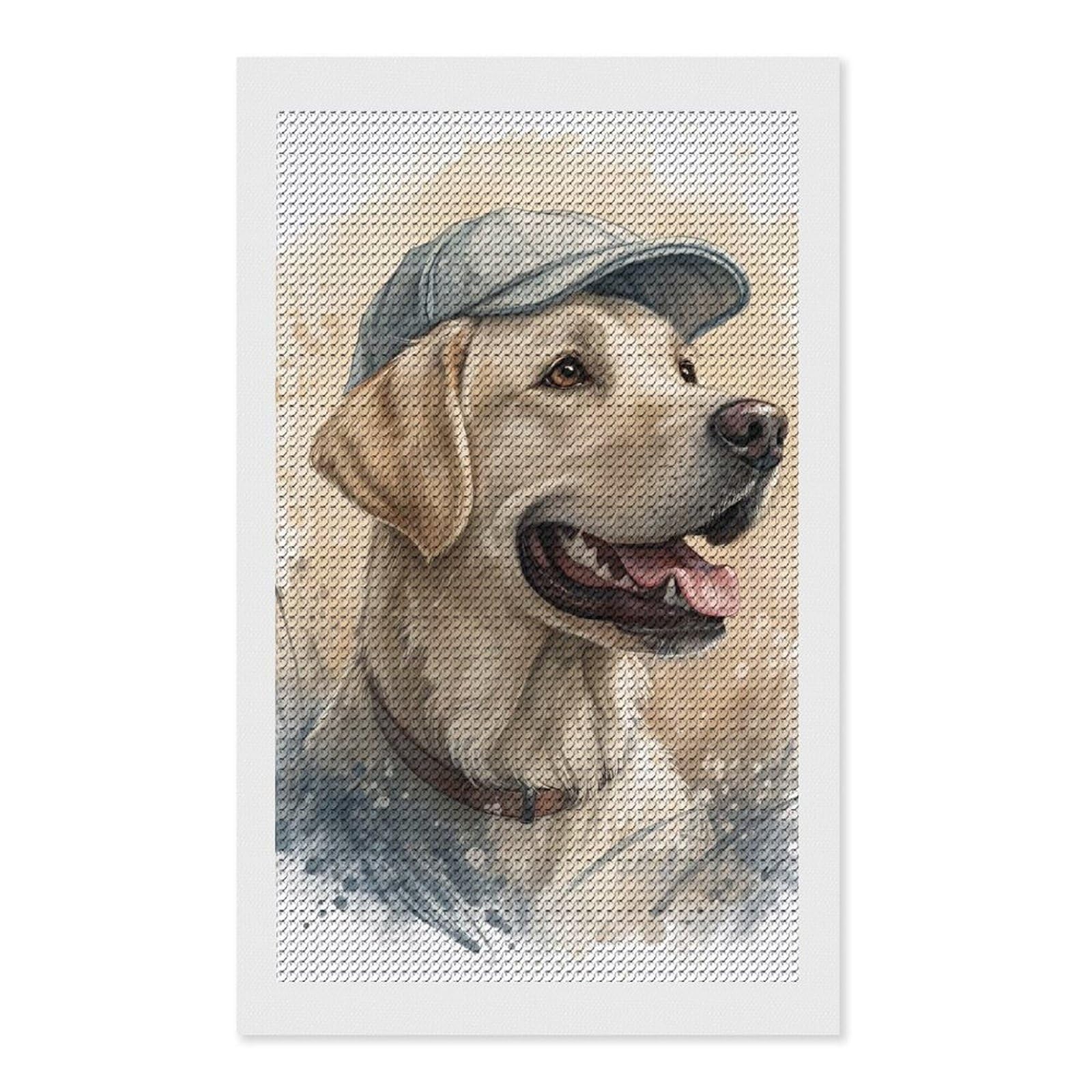 Junmoney Labrador Retriever Wearing A Cap Diamond Art Kit 12"x20", Creative Leisure Activity, Complete Accessories, Vintage Style Decor, for Women