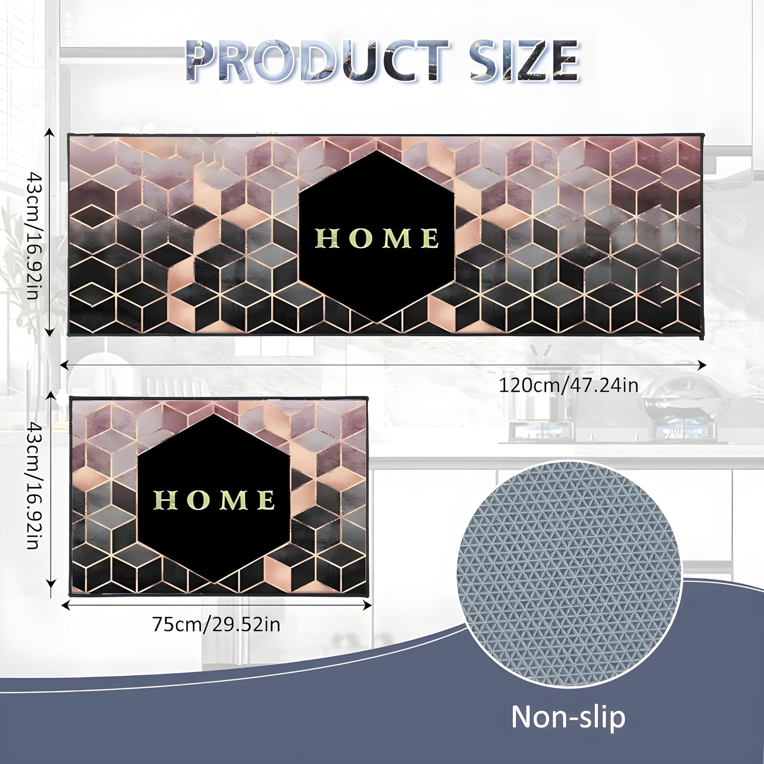 SKYTONE Kitchen Mat 2 Pcs, Waterproof Memory Foam Kitchen Rugs, Standing Desk Mat Floor Mats, Floor Cushioned Kitchen Rugs and Mats Waterproof Comfort Standing Mat,Sink (Fresh Home) 2