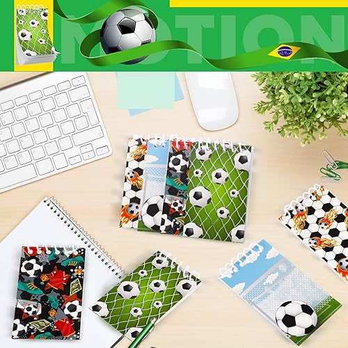Miniatura 6 de Meanplan 20 blocs de notas deportivas mini cuadernos deportivos recuerdos de fiesta de fútbol, cuaderno de espiral, bloc de notas de fútbol a granel