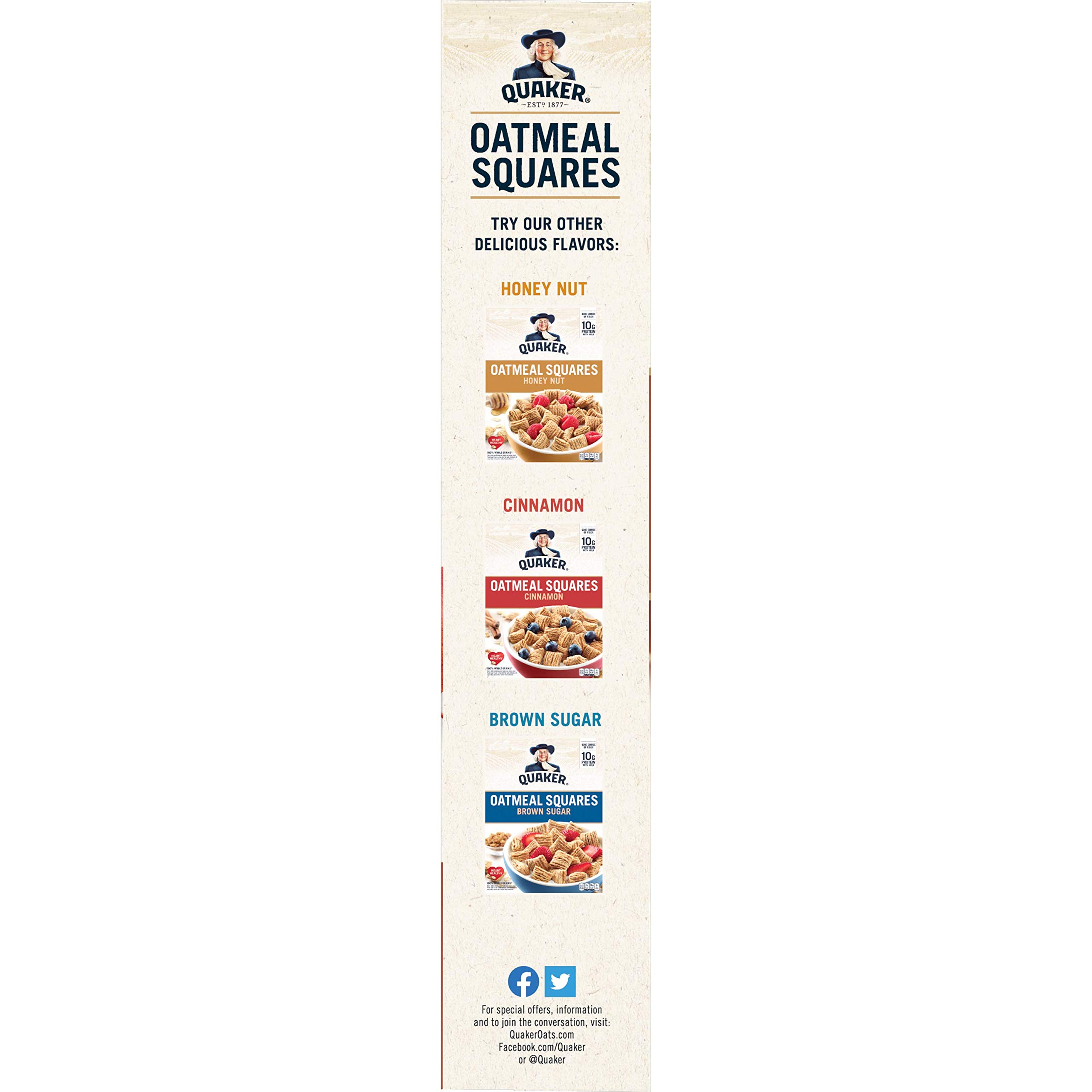 Quaker Oatmeal Squares, Golden Maple, Crunchy Oat Breakfast Cereal, 14