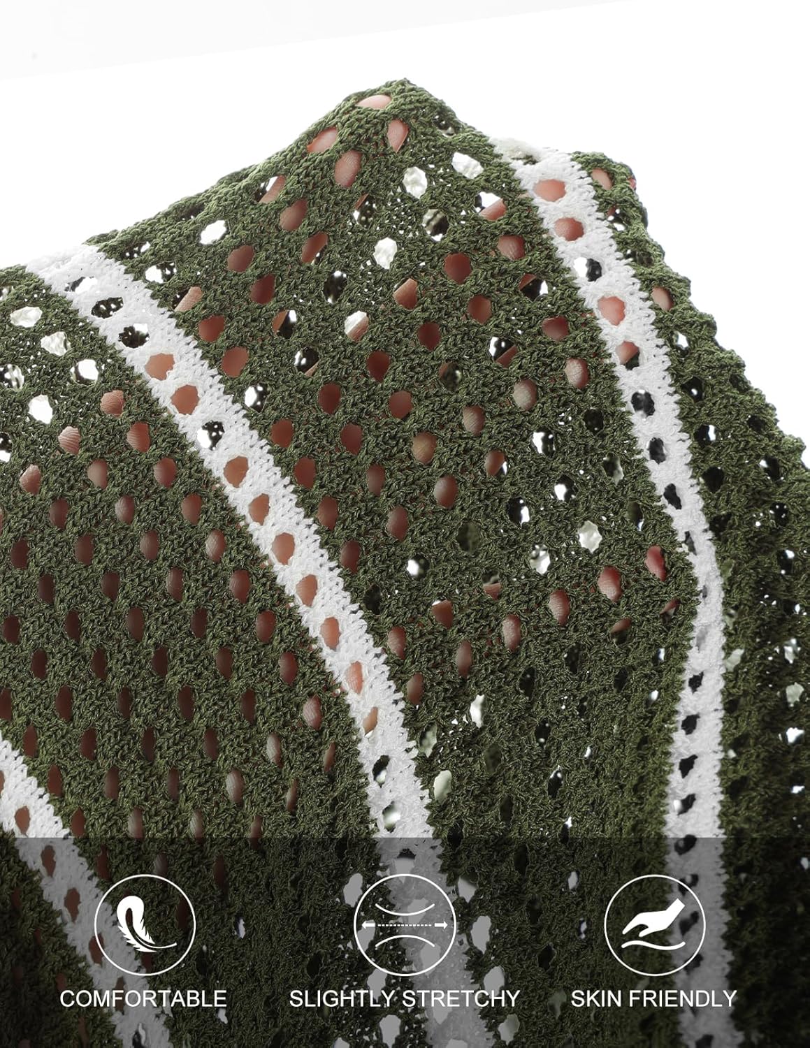 MEROKEETY Women's Crochet Swimsuit Coverup 2026 Summer Tie Front Bathing Suit Swimwear Knit Hollow Out Beach Cover Up - Image 5