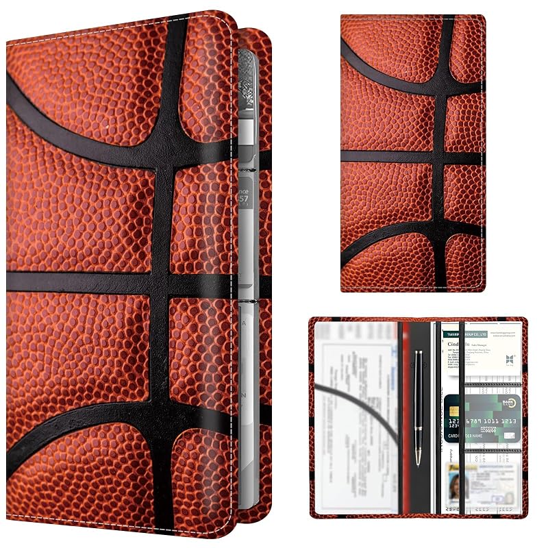 Porta-Documentos Automotivo BAUCIWLD em Couro Sintético PU com Fechamento Magnético e Textura de Basquete