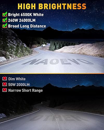 Miniatura 2 de NAOEVO Barra de luz LED de 7 pulgadas, 240 W, 24,000 lúmenes, luces de conducción y niebla para todo terreno, kit de arnés de cableado de 2 cables,