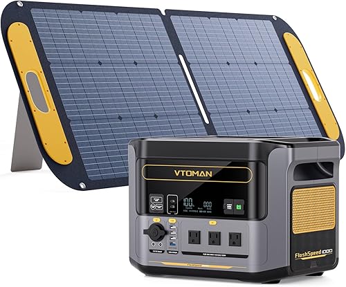 Miniatura 1 de VTOMAN FlashSpeed 1000 Estación de energía portátil con panel solar de 110 W - Generador solar de 828 Wh1000 W (pico de 2000 W) con batería LiFePO4,