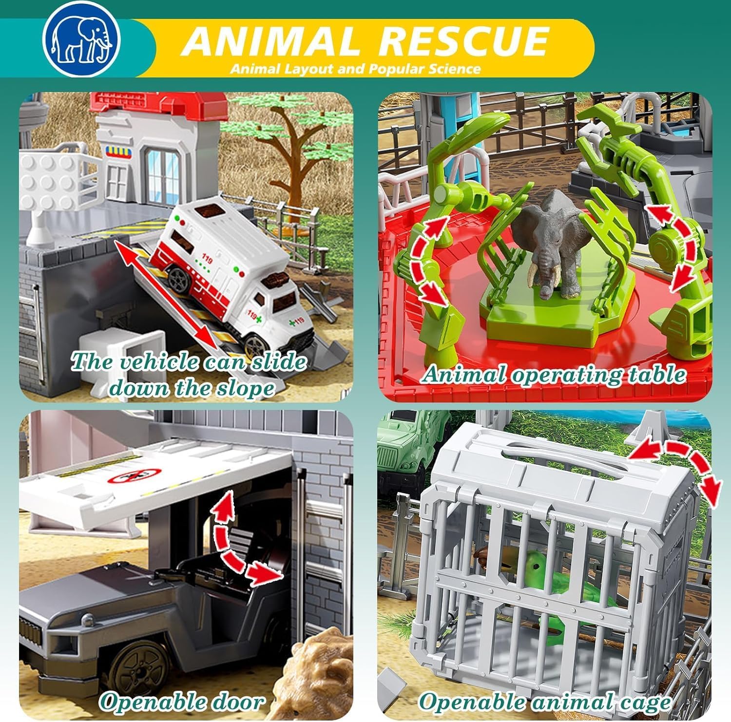 51 Piece Safari Animals Toys Set, Realistic Zoo Animal Figurines Playset with Play Map, Plastic Jungle Toy for Toddlers 3+ Years Old, Ideal Gift for Boys and Girls