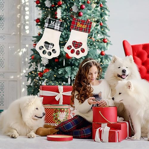 Miniatura 7 de Ulico Medias personalizadas para mascotas, medias de Navidad personalizadas para perros y gatos, medias de Navidad bordadas grandes en forma de pata