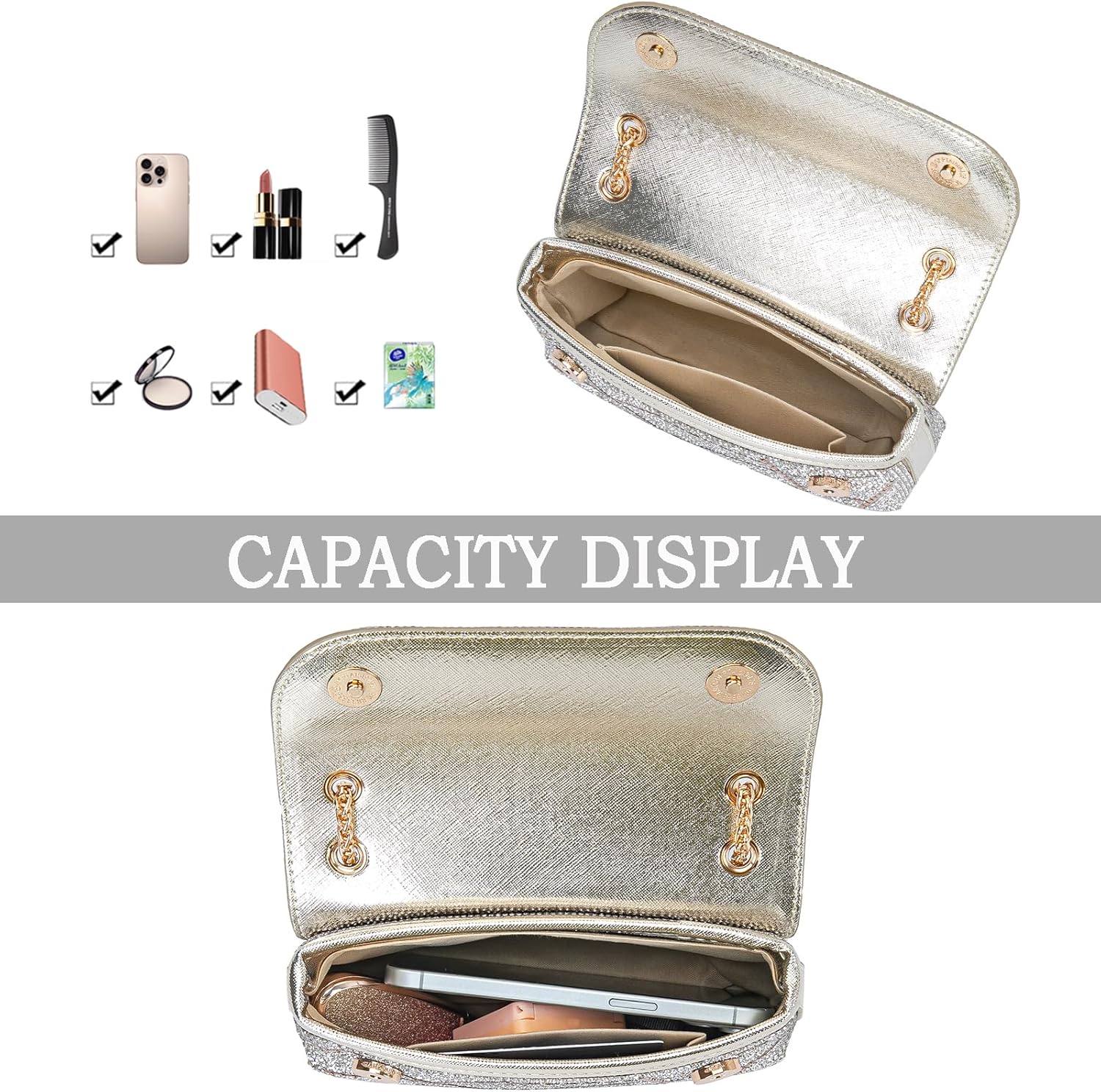 Shoulder Bags Crossbody Bag Purses Handbags Crystals Rhinestone Evening Bag for Women Clutch Purse with Chain - Image 4