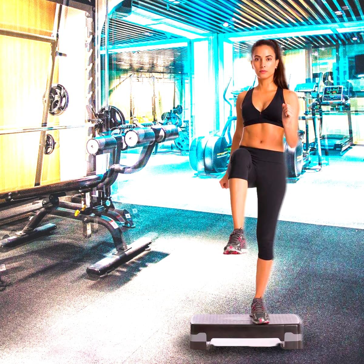 Step de Academia 67 x 28 x 10-15 Com Regulagem De Altura