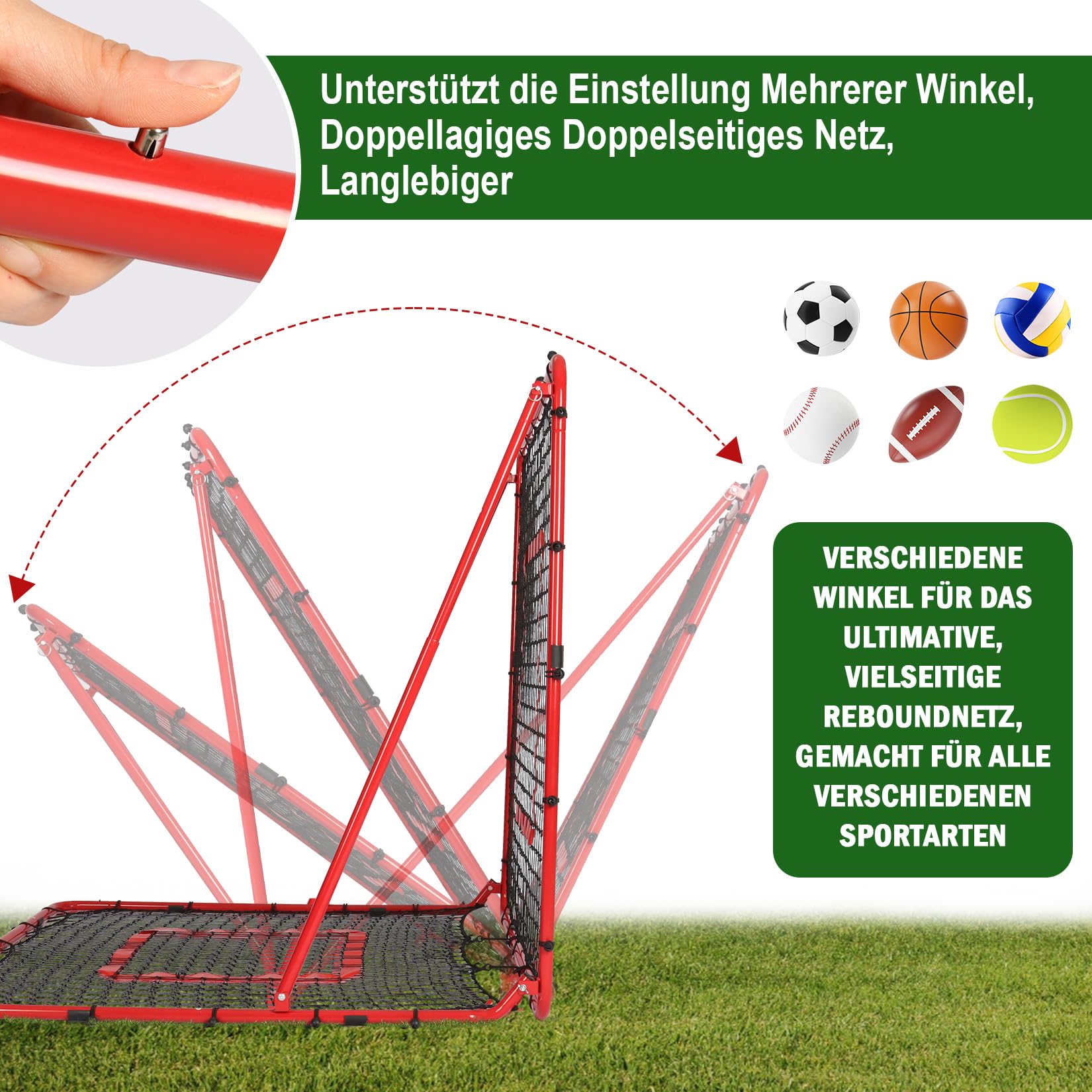 BaseGoal Rebounder für Fußball 120x120cm, Doppellagiges Netz, Faltbar