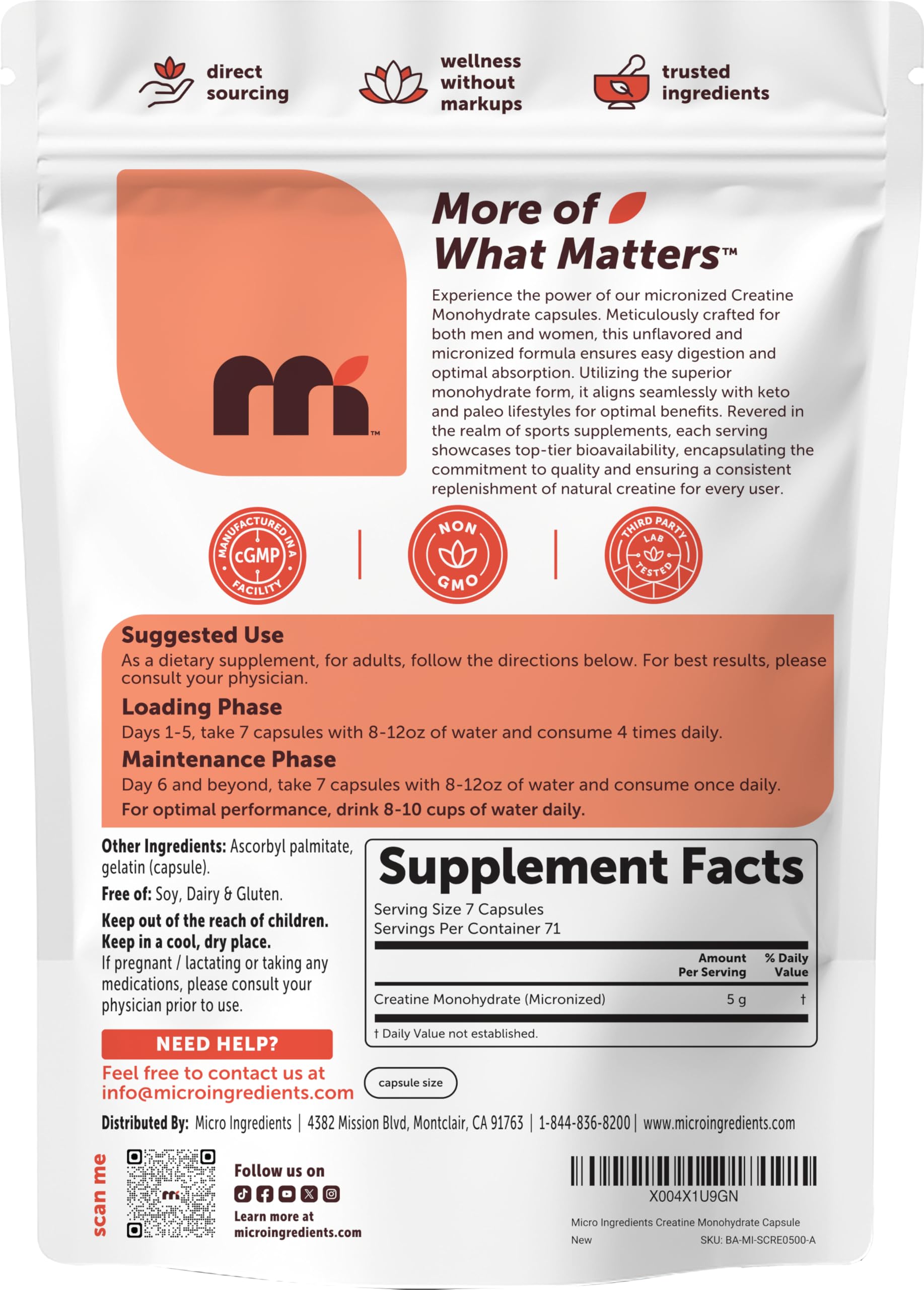 Creatine Monohydrate 5,000mg, 500 Capsules | Pure Creatine Pills – Micronized + Unflavored Powder Source, Easy Absorption | Keto, Non-GMO — Amazon image 7