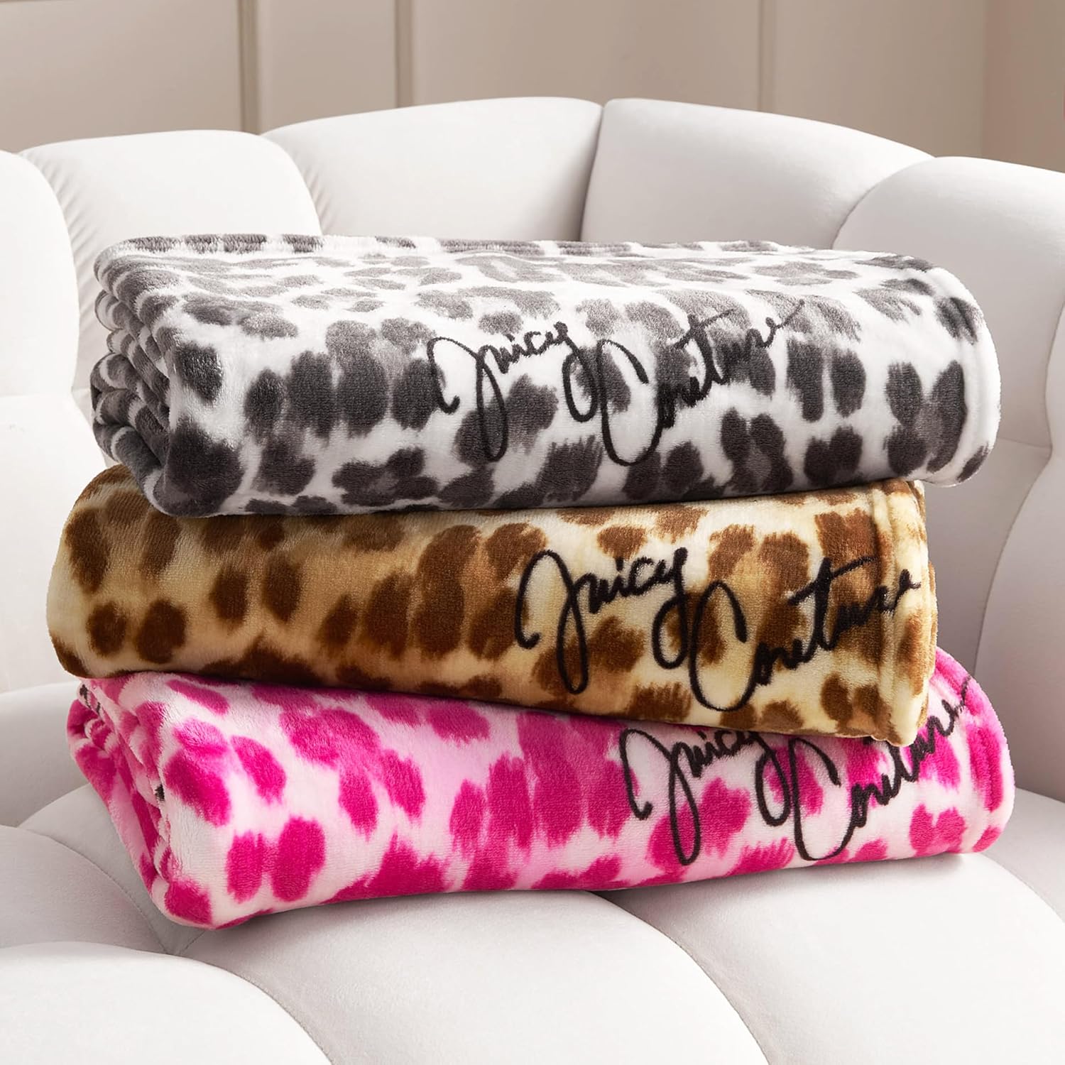 Juicy Couture Luxurious Throw Blanket for Couch - 50” x 70” Inches - Regent Leopard Print Blanket - Plush & Cozy Throw Blanket - Decorative Blankets for Sofas, Throws for Chairs, and Beds – Grey - Image 7