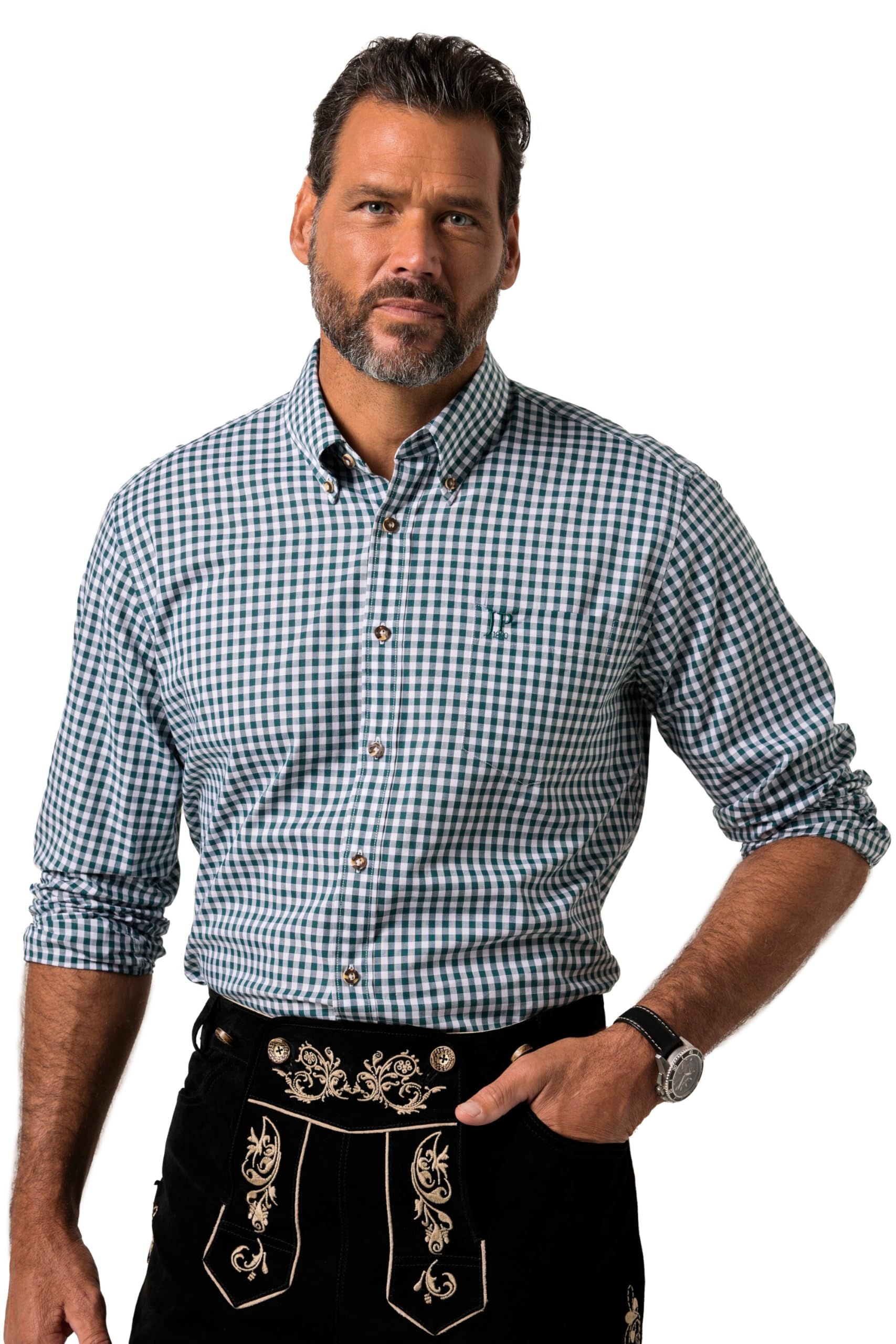 Licensee Name withheld for Privacy Reasons Men's Jp1880 Karohemd, Tracht, Langarm, Buttondown-Kragen, Modern Fit, Bis 8 XL Shirts, deep sea Blue, 5XL