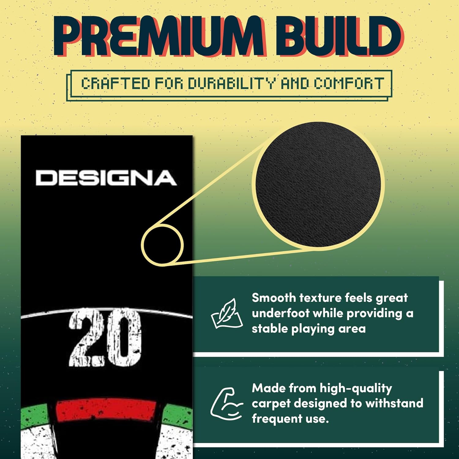 | Non-Slip Carpet Dart Mat with Double Top Design & Throw Lines | 290cm x 60cm