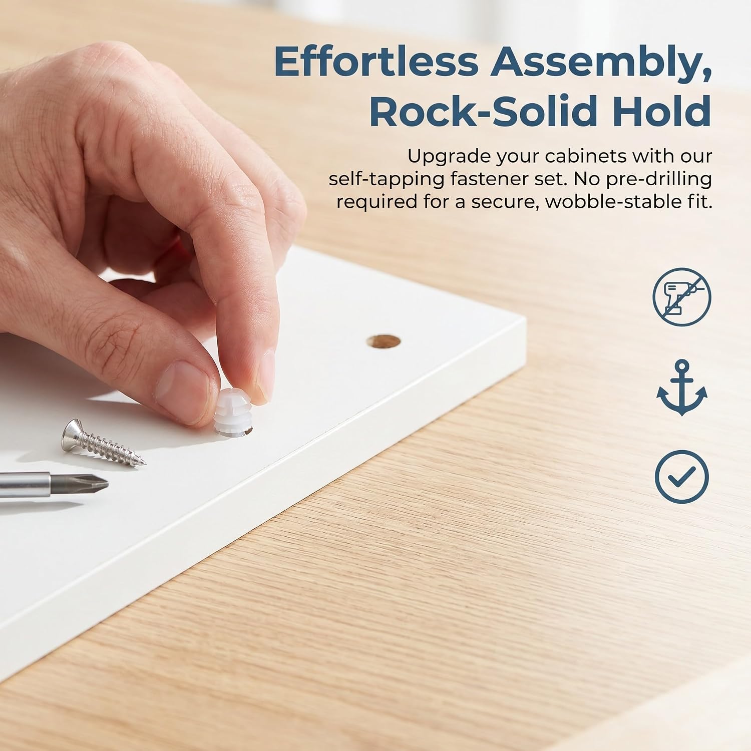 Cabinet Hinge Expansion Dowels M4x8mm, Self Tapping Repair Hardware