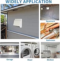 Vista 8 de Cubierta de ventilación de secadora de 4 pulgadas en el exterior, cubierta de ventilación exterior para secadora, cubierta de ventilación