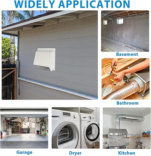 Miniatura 7 de Cubierta de ventilación de secadora de 4 pulgadas en el exterior, cubierta de ventilación exterior para secadora, cubierta de ventilación de