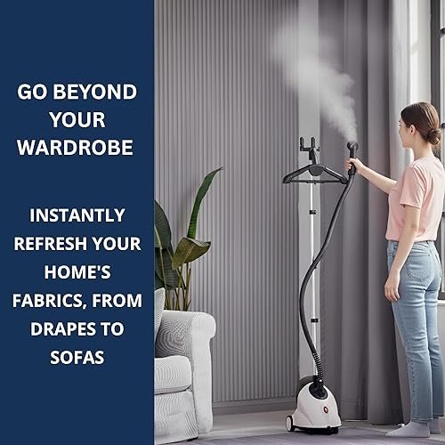Miniatura 4 de SALAV GS18 Full-Size Clothes Steamer - 1500W Power, 1.8L Water Tank, 60-Min Garment Steam, Iron Clothing, Adjustable Pole & Wheels for Easy Storage