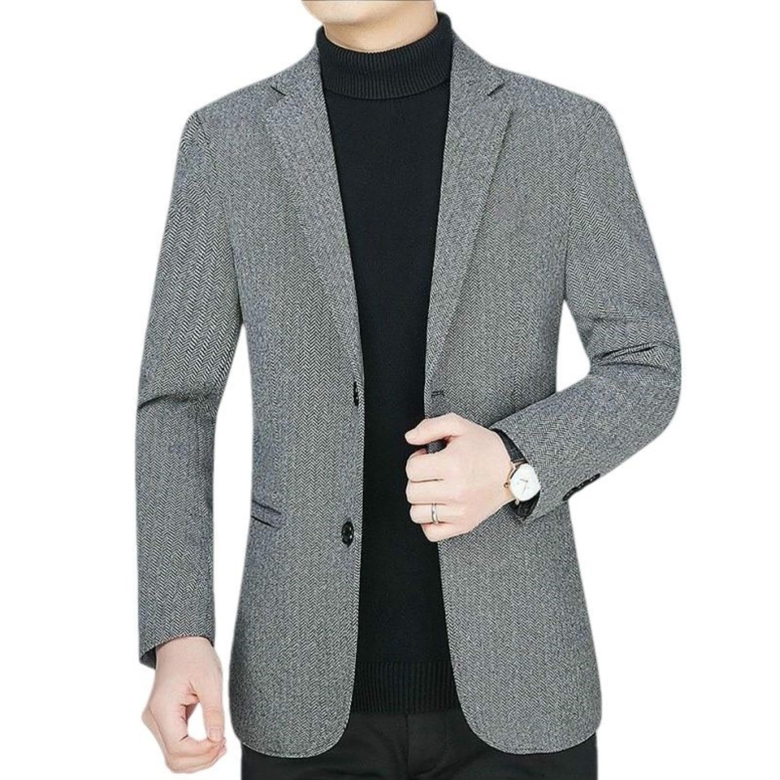 Americana para hombre, otoño, sin planchado, corte ajustado, mediana edad, negocios, casual, simple, cómoda, clásica, para oficina