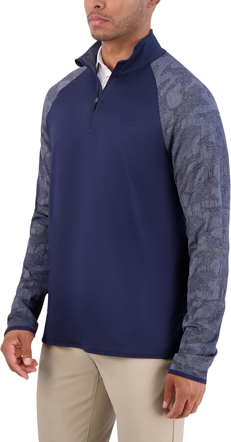Ben Sherman Men's Quarter Zip Pullover Sweater – Lightweight, Casual, Work, Golf & Everyday Wear