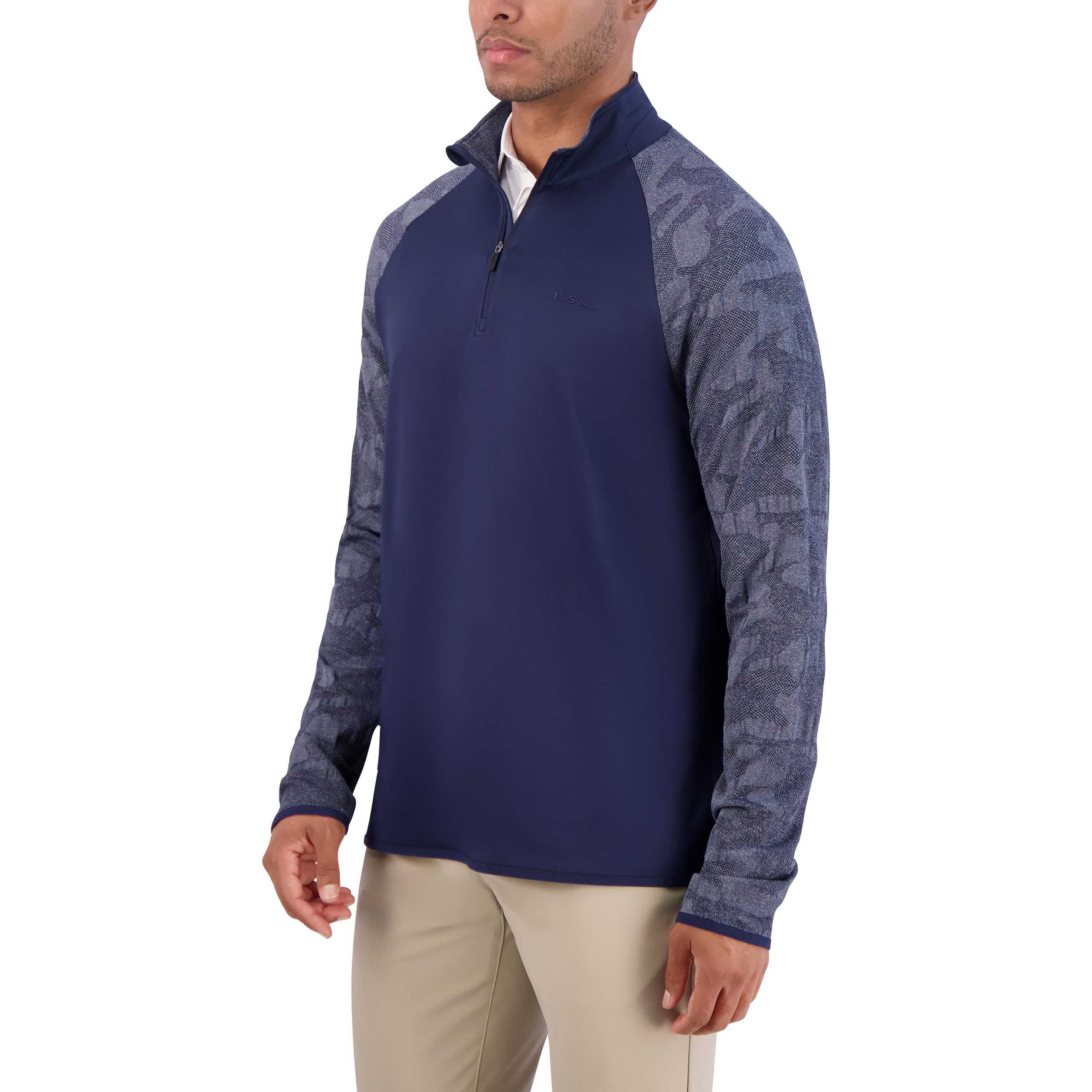 Ben Sherman Camo Jacq Sleeve Quarter Zip Top Suéter sin Botones para Hombre