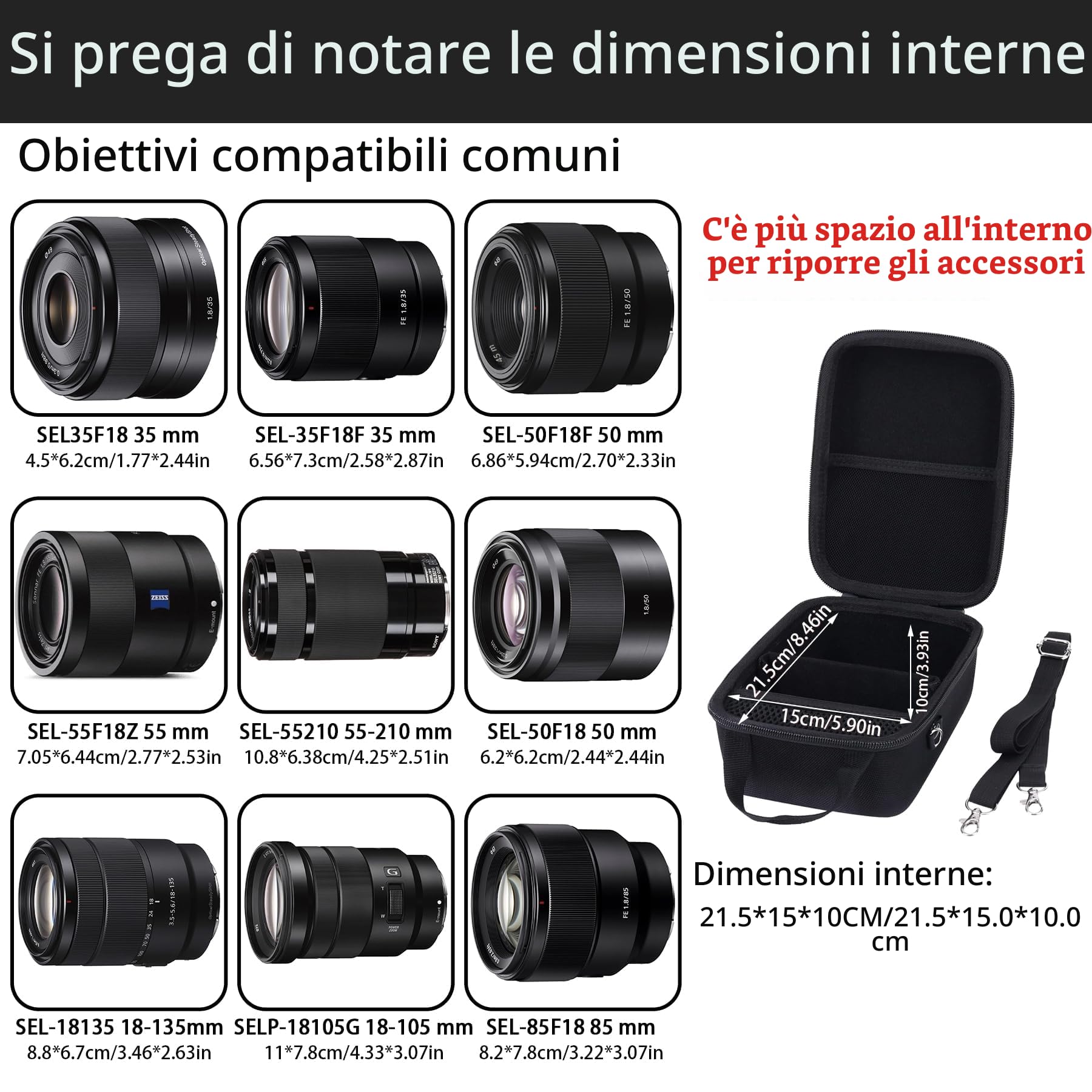 Aenllosi Custodia per fotocamera digitale mirrorless Sony Alpha a6000/6300/6400/6500/6700 (solo custodia)