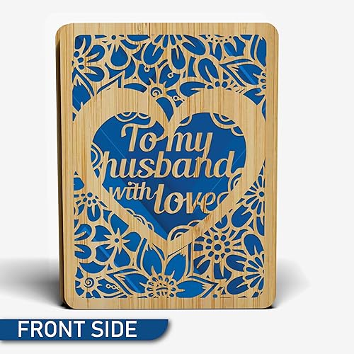 Miniatura 6 de Tarjeta de aniversario de boda de bambú con temática floral para esposo  Tarjeta de aniversario de madera cortada con láser para el esposo de parte
