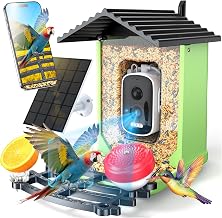 Bird Feeder with Camera Solar Powered, 2K HD AI Identify Smart Camera Bird Feeder, Live View, Instant Arrival Alerts, Auto Capture Video for Outside, Supports 2.4GHz Wi-Fi Only, Light Green