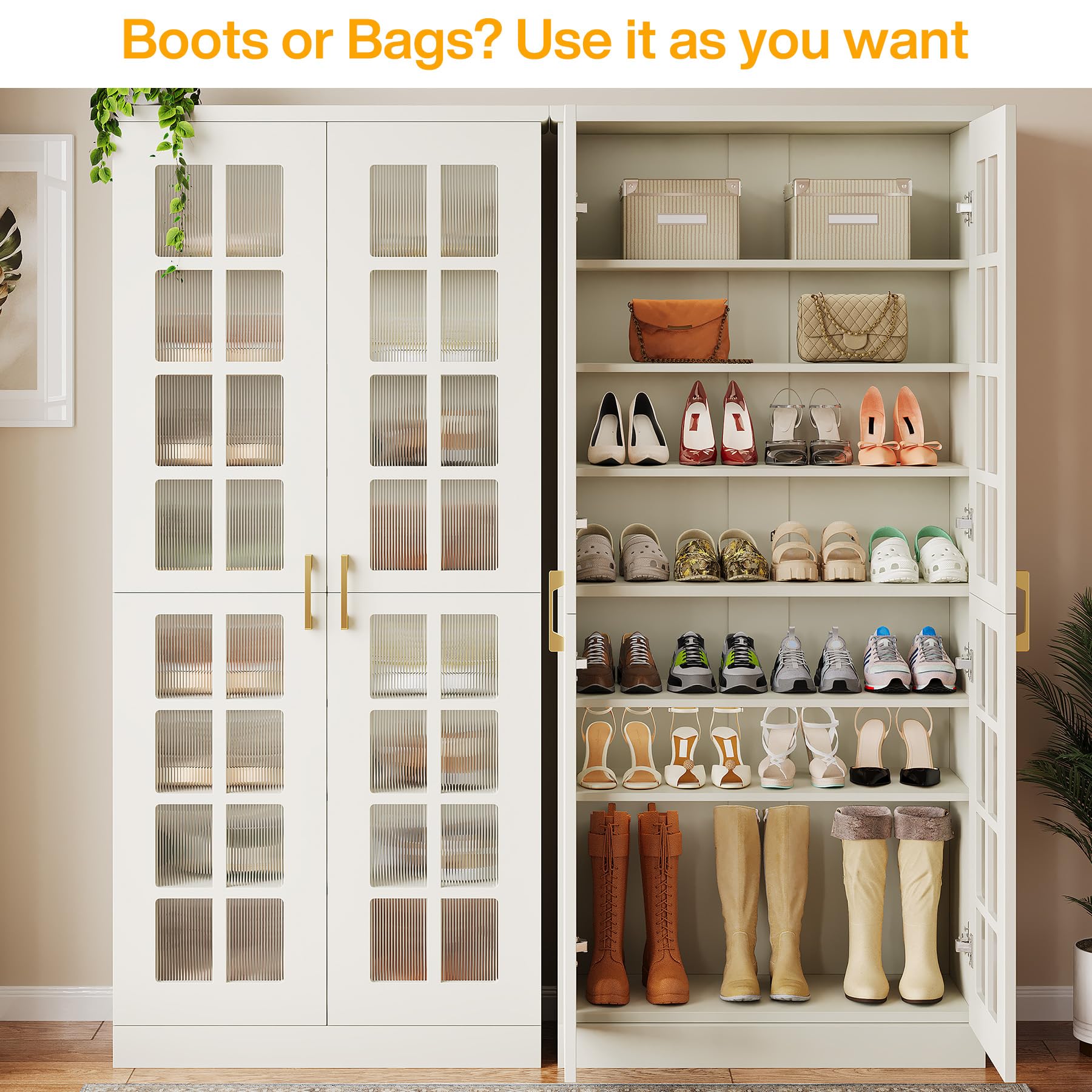 Tribesigns Tall Shoe Cabinet with Doors, 8-Tier Modern Shoe Storage Cabinet — product photo