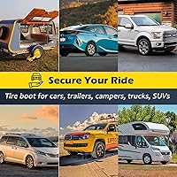 Vista 6 de Tevlaphee Bloqueo de rueda – Bota antirrobo para maletero de automóvil, con abrazadera de rueda para autos, camiones, SUV, cámpers – Cubierta