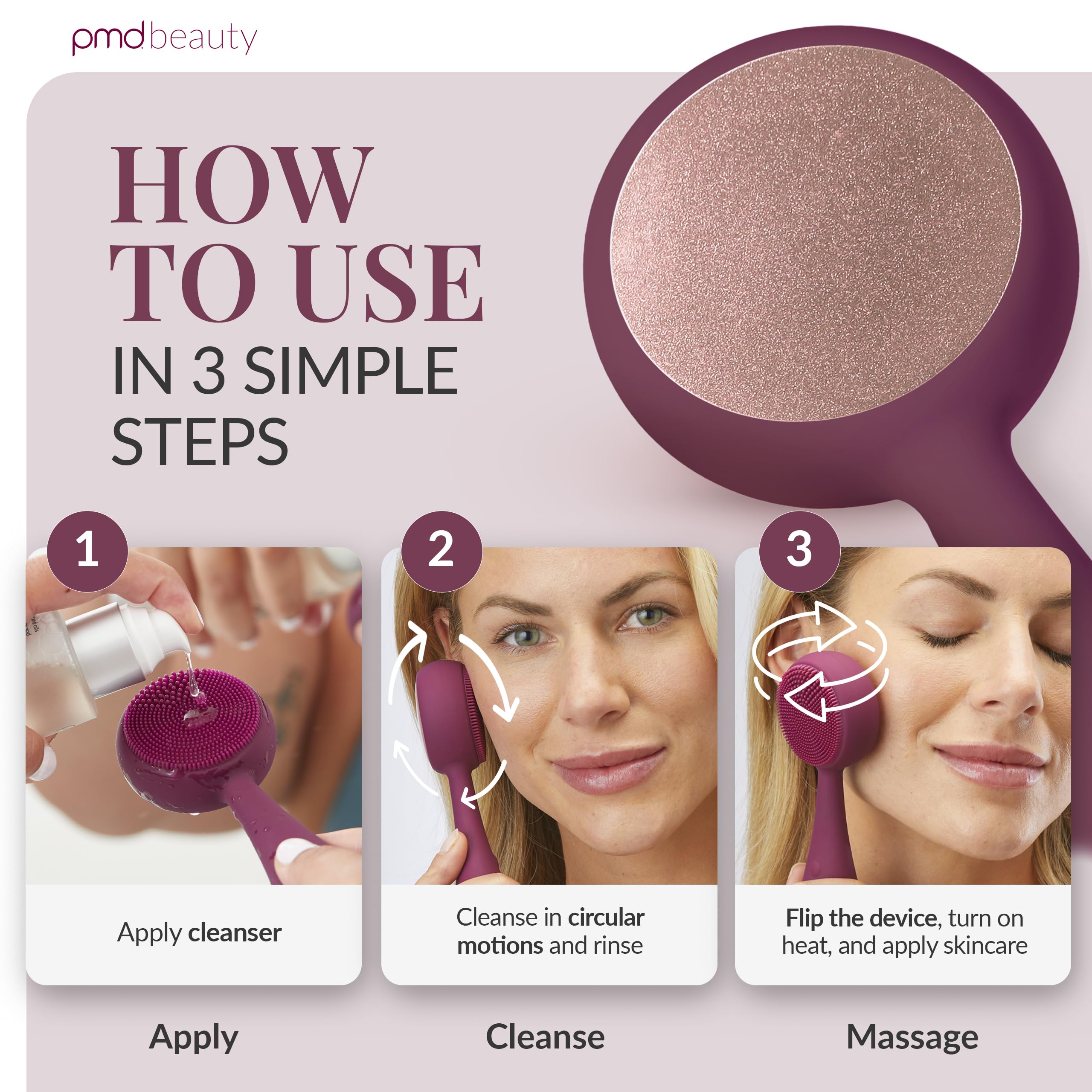 PMD Clean Pro - Smart Facial Cleansing Device with Silicone Brush & ActiveWarmth Anti-Aging Massager