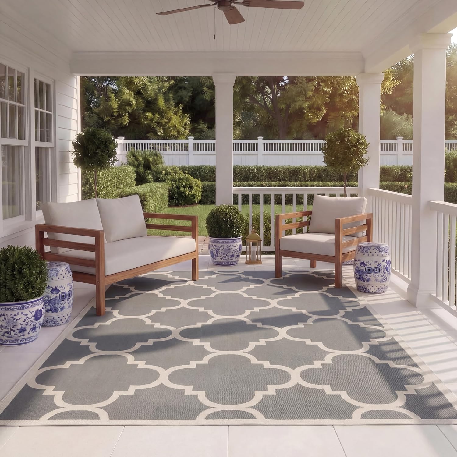 SAFAVIEH Courtyard Collection 4' Round Brown CY6243 Moroccan Trellis Indoor/ Outdoor Waterproof Easy Cleaning Patio Backyard Mudroom Area Rug