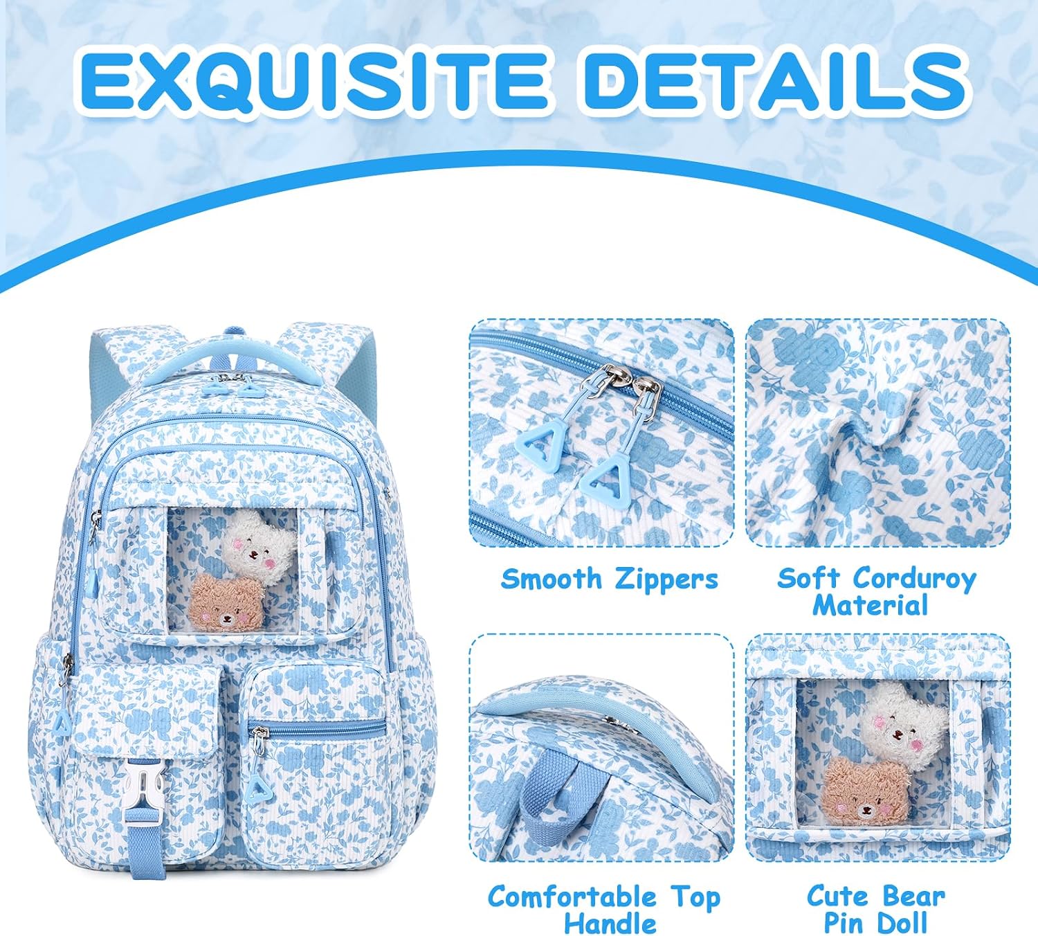 Kids Backpack for s Corduroy School Book Bag for Elementary Primary thumbnail