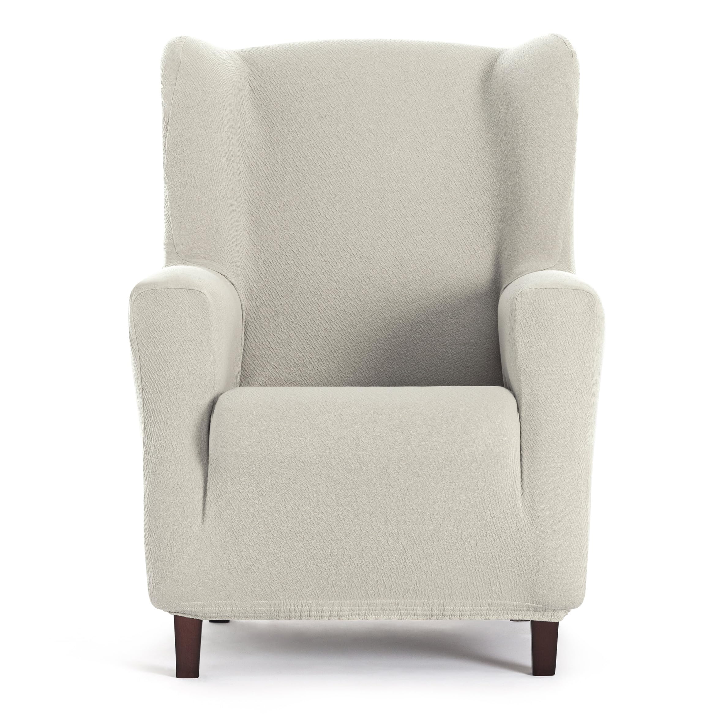 Housse de fauteuil bergère bi-élastique Harlem écru au tissage jacquard haut de gamme