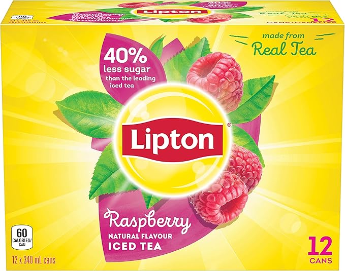 Lipton Raspberry Iced Tea, 340 ml Cans, 12 Pack Amazon.ca Grocery
