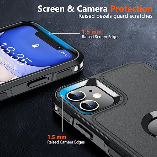 Miniatura 4 de SUPFINE Funda para iPhone 11, a prueba de caídas de 10 pies, protección de estructura de doble capa, antideslizante, resistente, a prueba de golpes,