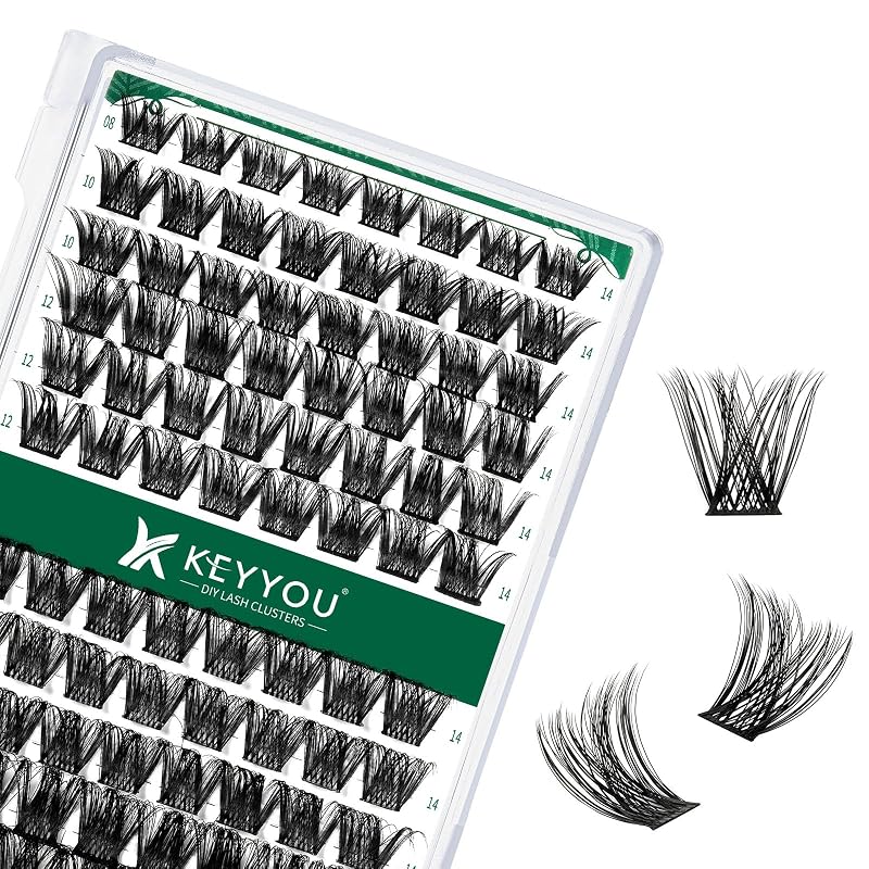 Cílios postiços individuais em tufos KEYYOU, efeito natural, curvatura C, 14 mm, Y01