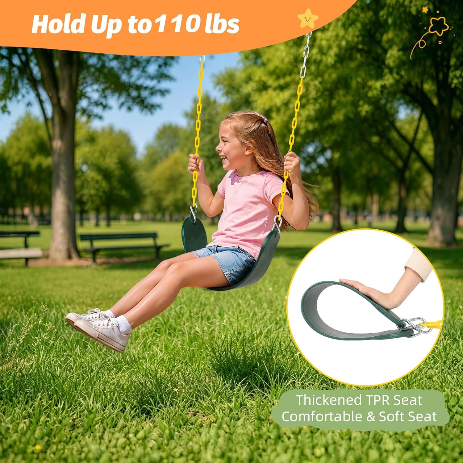 2 Pack Heavy Duty Swing Seat for Kids, Jungle Gym Swings image 3