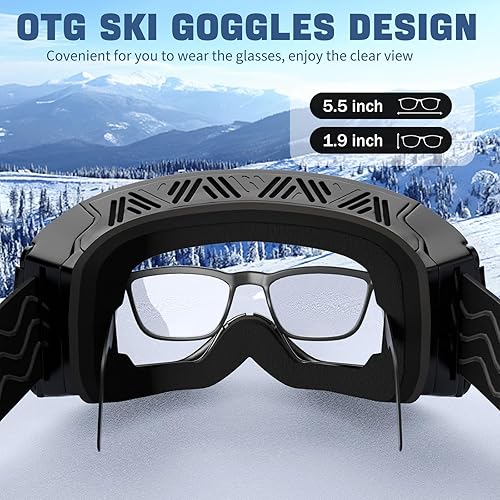 Miniatura 5 de COOLOO Gafas de nieve y esquí, gafas de snowboard para hombres, mujeres y jóvenes, OTG, lente magnética sin marco, antivaho 100% protección UV